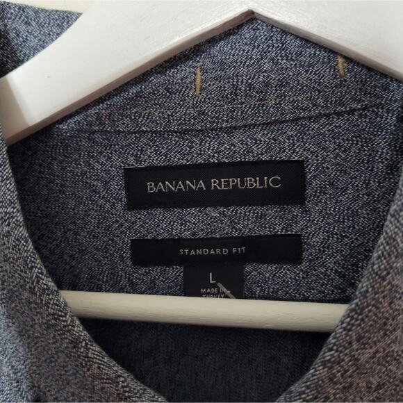 Banana Republic Untucked Standard-Fit Flannel Shirt size Large Navy - Picture 5 of 7